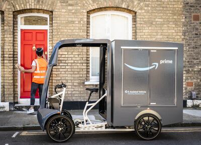 New e-cargo bikes will be used by Amazon workers to delivery orders to customers in London. PA