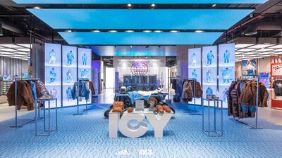 The flagship Adidas store in The Dubai Mall has a digital ceiling