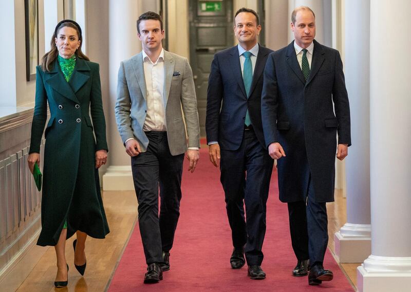 Prince William and Catherine, Duchess of Cambridge meet Taoiseach Leo Varadkar and Matthew Barrett at Government Buildings in Dublin, Ireland on March 3. Reuters