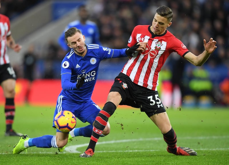 Right-back:  Jan Bednarek (Southampton) – An outstanding goal-line clearance was a highlight as 10-man Southampton beat former manager Claude Puel and Leicester. Getty Images