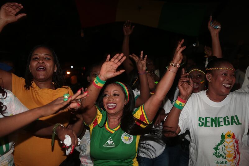 Senegalese football fans celebrate in Dakar, Senegal. EPA
