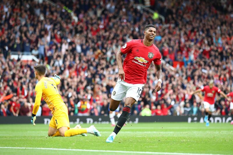 Marcus Rashford was on target twice for Manchester United in the win over Chelsea. Getty