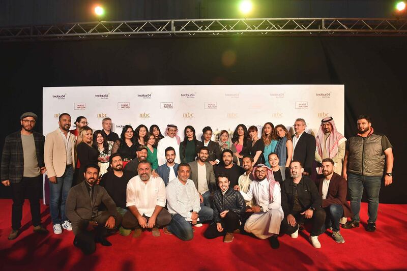 The team behind the first Arabic soap opera gathered at the February launch event at the studio in Musaffah in Abu Dhabi. MBC Group