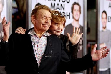 Actor and comic Jerry Stiller has died aged 92, seen here with his late wife, Anne Meara, at the 'I Love You, Man' premiere on March 17, 2009. EPA