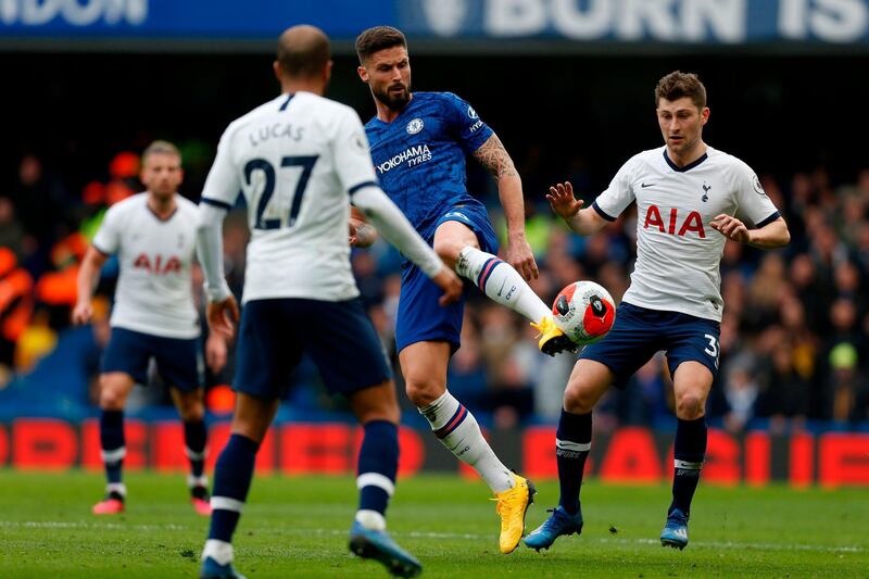 Chelsea's French striker Olivier Giroud controls the ball. AFP