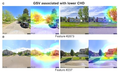 Google Street View images associated with lower cardiovascular disease. Photo credit: European Heart Journal