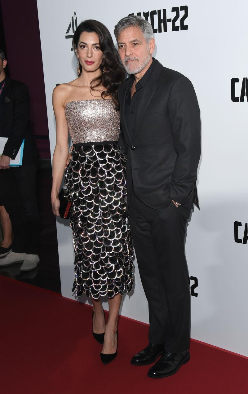 LONDON, ENGLAND - MAY 15: Amal Clooney and George Clooney attend the "Catch 22" UK premiere on May 15, 2019 in London, United Kingdom. (Photo by Stuart C. Wilson/Getty Images)