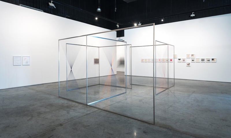 Installation view of Inhabiting the Grid by Haleh Redjaian