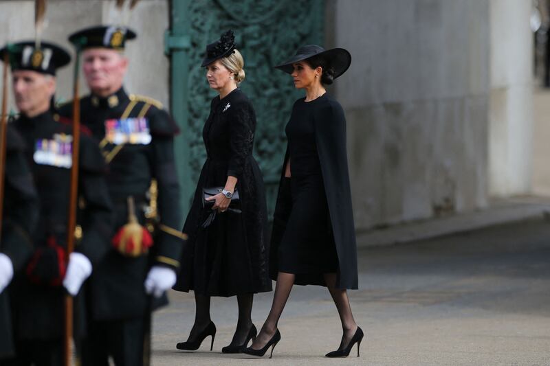 Sophie, Countess of Wessex and Meghan, Duchess of Sussex, the latter in a Stella McCartney dress. AFP 