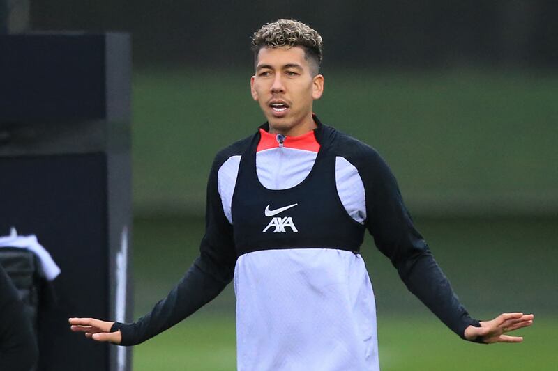 Liverpool's Brazilian striker Roberto Firmino during training. AFP