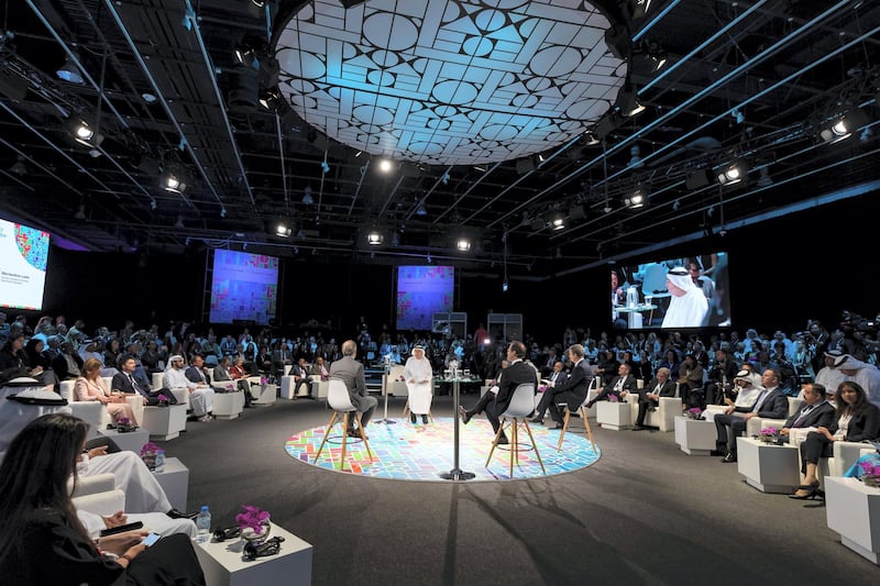 Abu Dhabi, United Arab Emirates - April 08, 2019: A panel discussion on the topic of Cultural diplomacy and responsibility in the age of technology at the Culture Summit 2019. Manarat Al Saadiyat, Abu Dhabi. Chris Whiteoak / The National