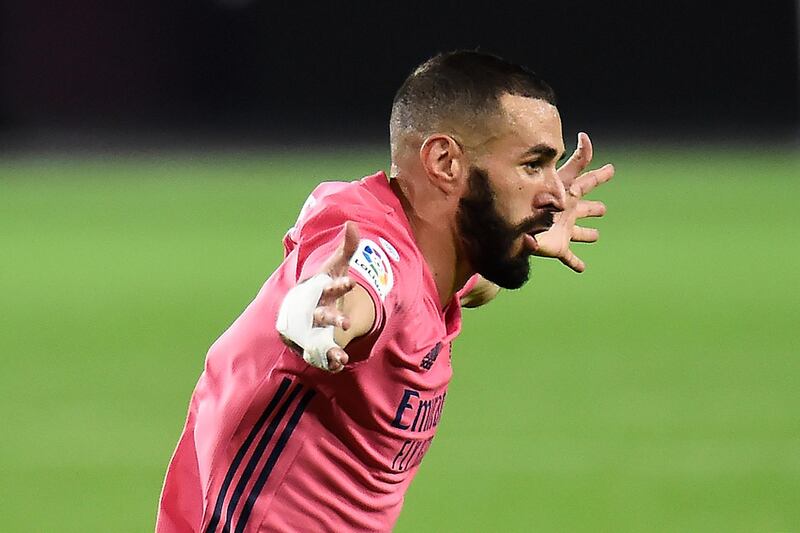 Real Madrid's French forward Karim Benzema opens the scoring. AFP