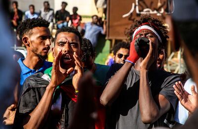 Sudanese protesting against the military.