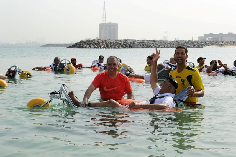 Floating wheelchairs introduced in Dubai have proved a hit with the elderly and disabled. Courtesy Dubai Municipality