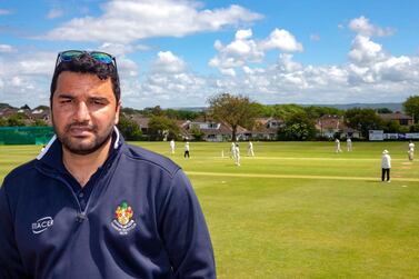 Former UAE cricketer Adnan Mufti at Clevedon's cricket ground, where he hopes to one day play and coach professionally. Mark Thomas for The National