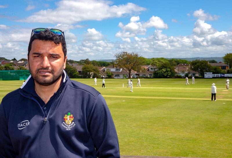 Former UAE cricketer, Adnan Mufti, at the Clevedon Cricket ground. He is trying to play and coach professionally in the UK and is waiting to hear about a visa.