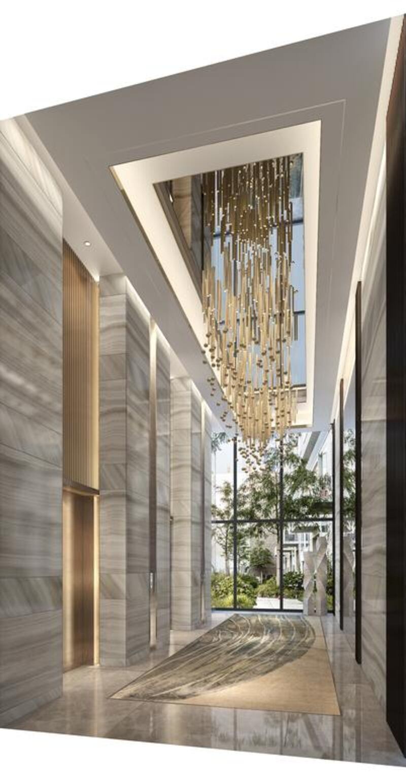 An artist rendering of the ground floor lift at The Sterling. Courtesy Omniyat