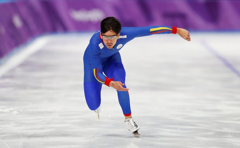 Speed Skating - Pyeongchang 2018 Winter Olympics - Training - Gangneung Oval, Gangneung, South Korea - February 14, 2018. Pedro Causil Rojas of Columbia during training. REUTERS/Phil Noble