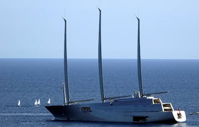 'Sailing Yacht A' owned by Russian tycoon Andrey Melnichenko is seen in front of Monaco harbour. Reuters 