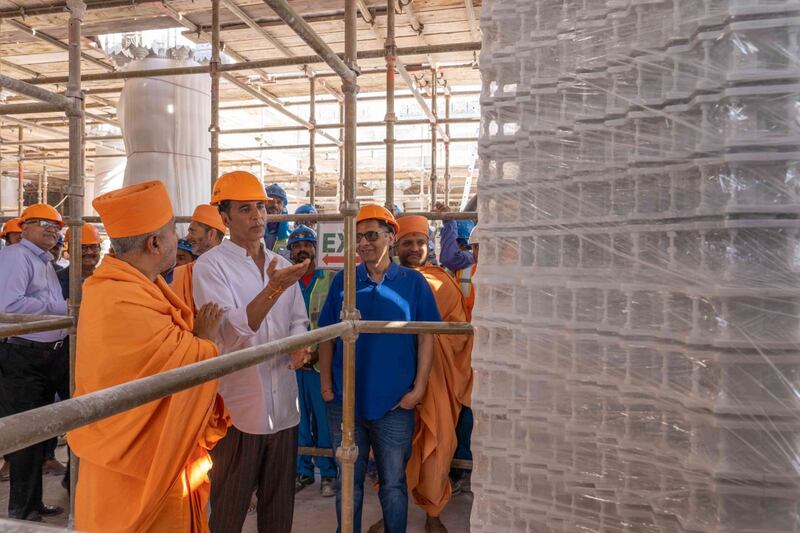 Kumar takes in the marble carvings transported to Abu Dhabi from Rajasthan