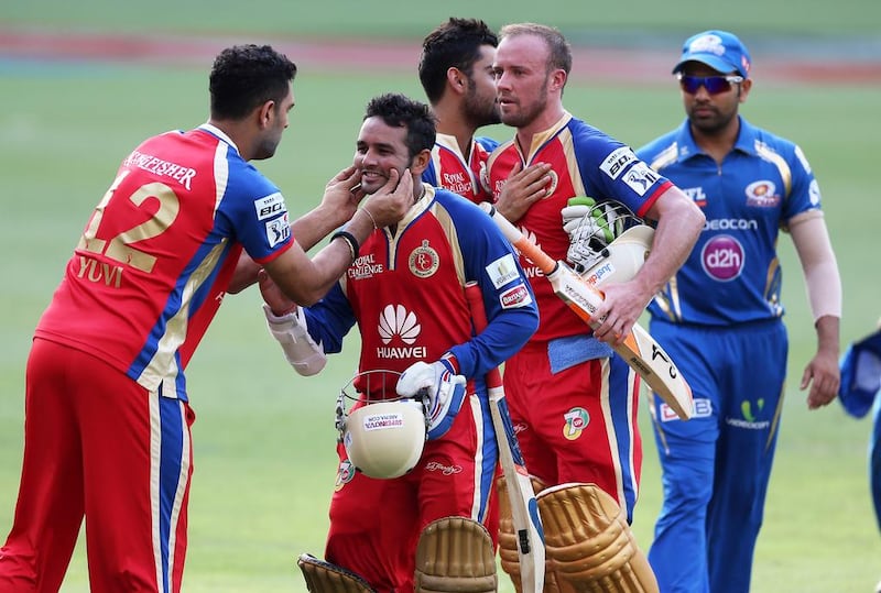 Parthiv Patel, second from left, has been one of the best batsmen in this season’s IPL. Pawan Singh / The National