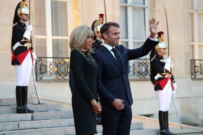 Brigitte Macron and President Emmanuel Macron at the Elysee Palace. Getty Images