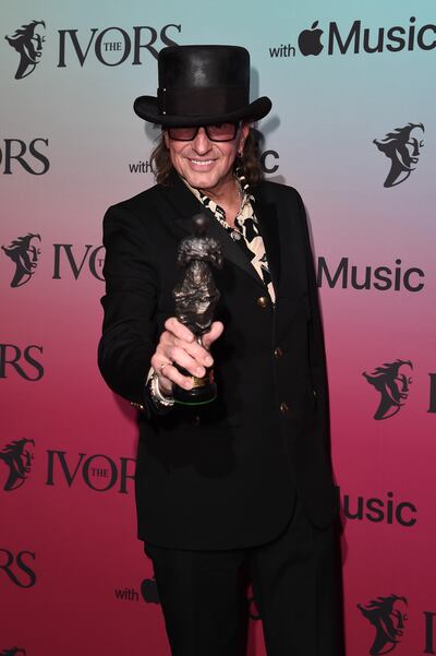 Richie Sambora with the Special International Award with Apple Music at the Ivor Novello Awards 2021. Getty Images