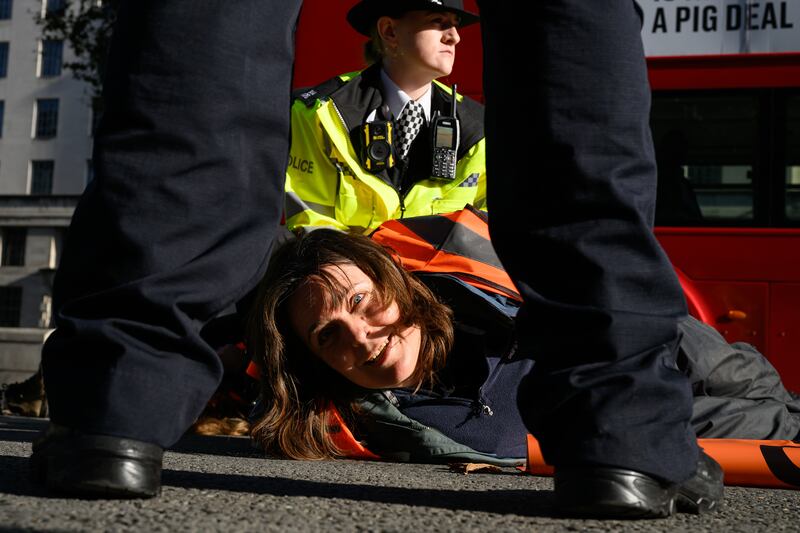 Police in London arrest members of the Just Stop Oil environmental protest group as they block traffic during a demonstration in Whitehall. Officers have wrongly arrested journalists covering Just Stop Oil's activities, a worrying reminder that well-meaning changes can be interpreted over-zealously. Getty