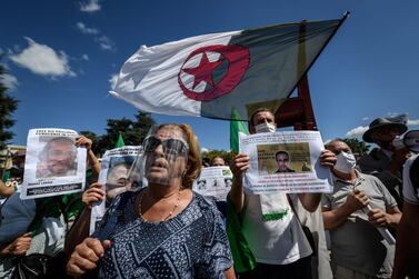Algerians demonstrate in front of the UN office in Geneva last month to denounce the 'arbitrary arrests' taking place in their country. AFP