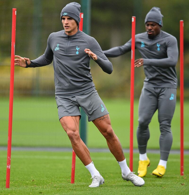 Tottenham Hotspur midfielder Erik Lamela and Serge Aurier. AFP