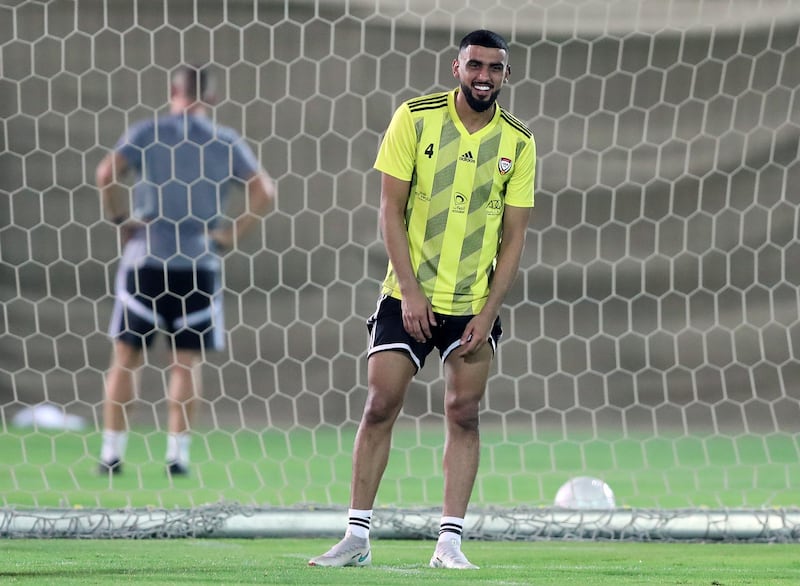 UAE's Shaheen Abdulrahman during training before the game between the UAE and Vietnam in the World cup qualifiers at the Zabeel Stadium, Dubai on June 14th, 2021. Chris Whiteoak / The National. 
Reporter: John McAuley for Sport