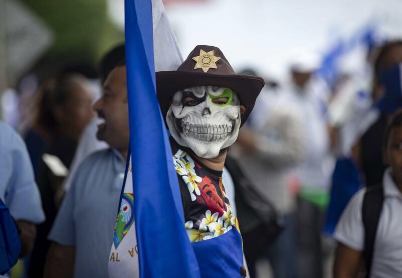 Thousands of people march demanding the freedom of 'political prisoners', in Managua, Nicaragua. EPA