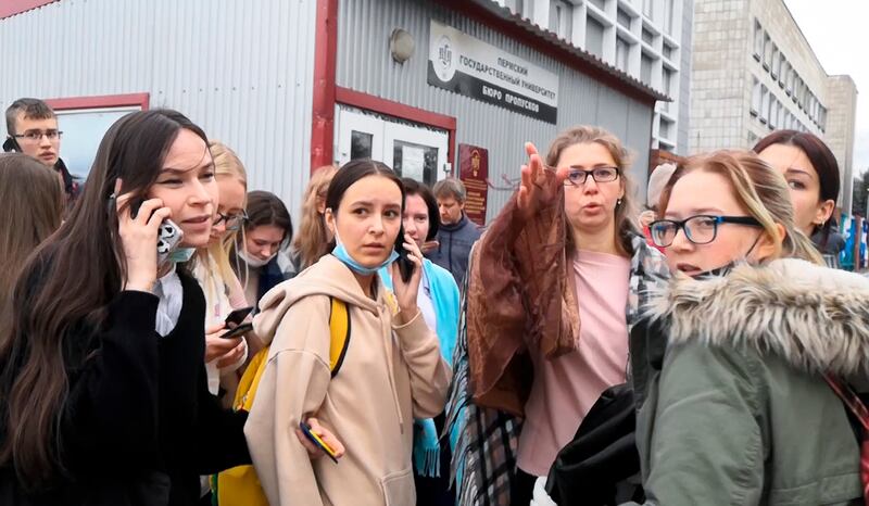 A group of students near Perm State University. AP