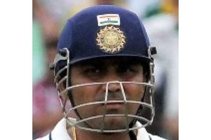 Virender Sehwag is in the race to be fit for the World Cup next month. Themba Hadebe / AP Photo