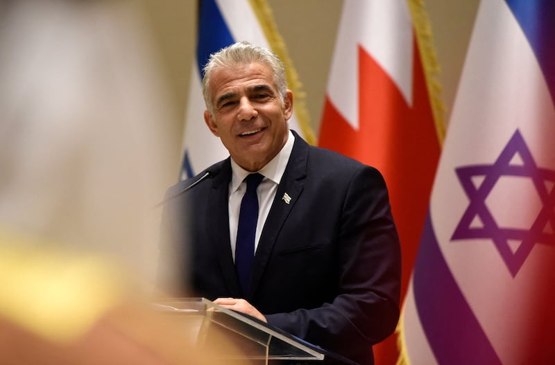 Israeli Foreign Minister Yair Lapid in Manama on Thursday. AFP