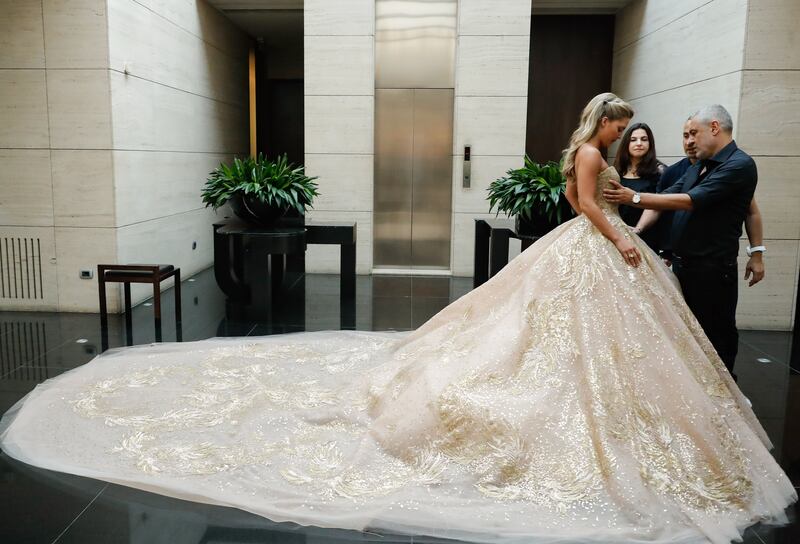 When designer Elie Saab's son, Elie Saab Junior, married Christina Mourad in July 2019, the bride wore four custom-created Elie Saab dresses for the three-day event. Photo: ParAzar Productions 