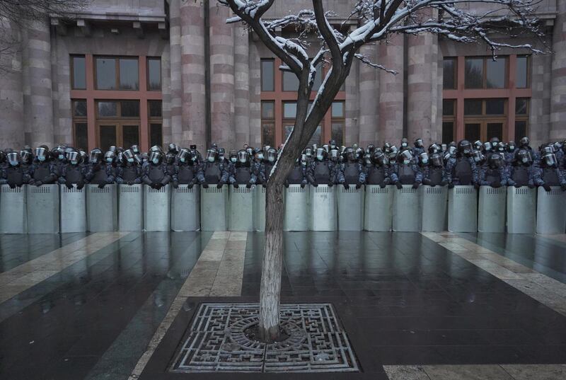 Opposing rallies took place in Yerevan on Thursday. As Mr Pashinyan led supporters in a march, opposition protesters gathered in a nearby square. Reuters