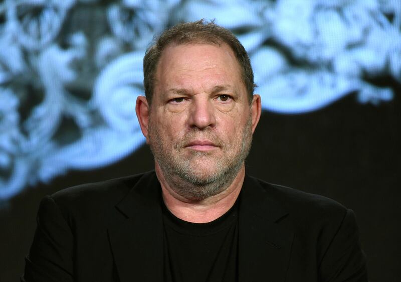 FILE - In this Jan. 6, 2016, file photo, producer Harvey Weinstein participates in a panel at the A&E 2016 Winter TCA in Pasadena, Calif. The Weinstein Co., mired in a sex scandal, may be putting itself up for sale. The company said Monday, Oct. 16, 2017, that it is getting an immediate cash infusion from Colony Capital and is in negotiations for the potential sale of all or a significant portion of the movie studio responsible for films like "Shakespeare in Love," and "Gangs of New York." (Photo by Richard Shotwell/Invision/AP, File)