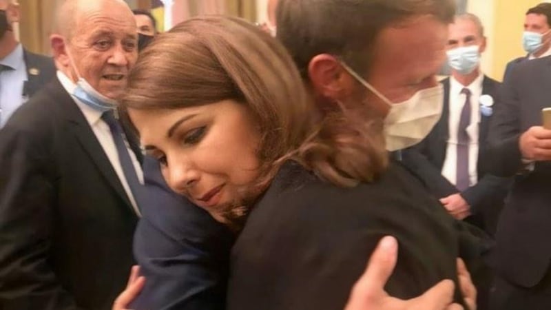 Lebanese soprano Majida El Roumi met French President Emmanuel Macron in Beirut this week. Instagram / Majida El Roumi