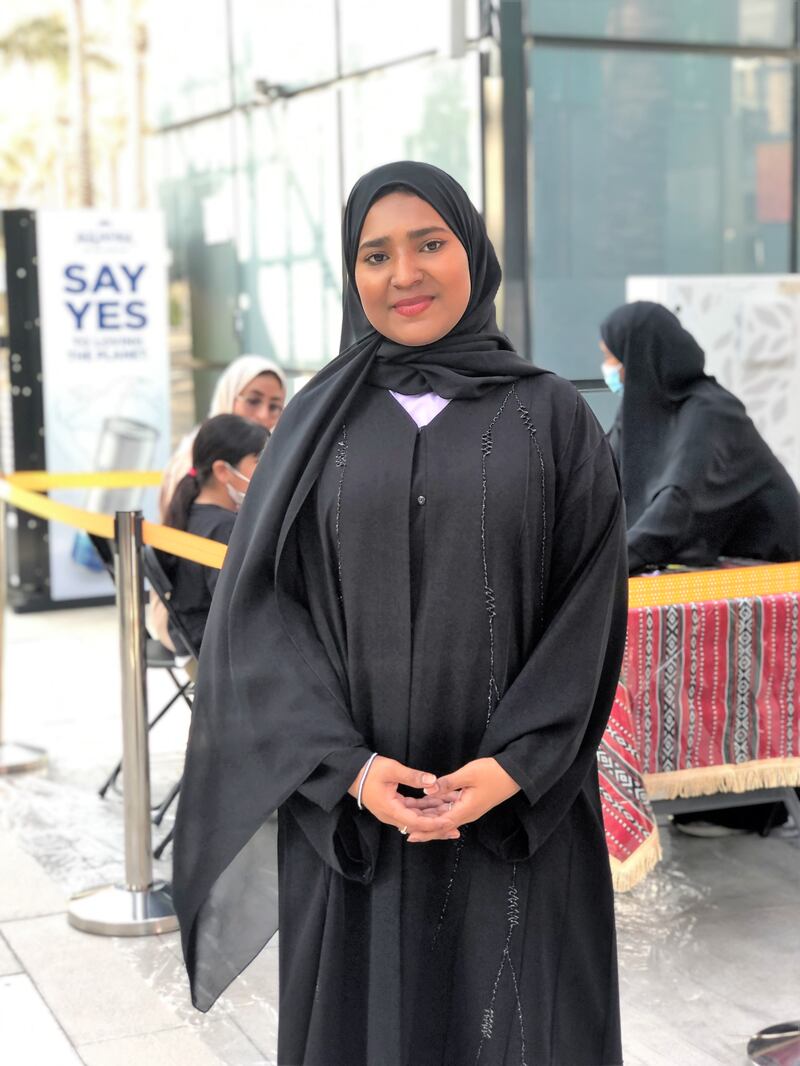 Maryam Qayed, 34, the founder of cultural tourism company Al Beqsha, is leading an attempt to create the world's largest Emirati burqa at Expo 2020 Dubai. The National