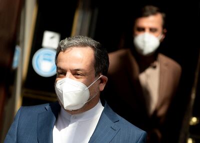 Abbas Araghchi, political deputy at the Ministry of Foreign Affairs of Iran, leaves the 'Grand Hotel Wien' after the closed-door nuclear talks with with EU,China and Russia in Vienna on April 9, 2021, where diplomats of the EU, China, Russia and Iran held their talks.  The US participates in discussions in Vienna to try to save the international agreement on Iranian nuclear power. However, they don't meet at the same table as Tehran and it is the Europeans who will serve as intermediaries between the two parties, in the hope of achieving concrete results after two months of impasse. / AFP / JOE KLAMAR
