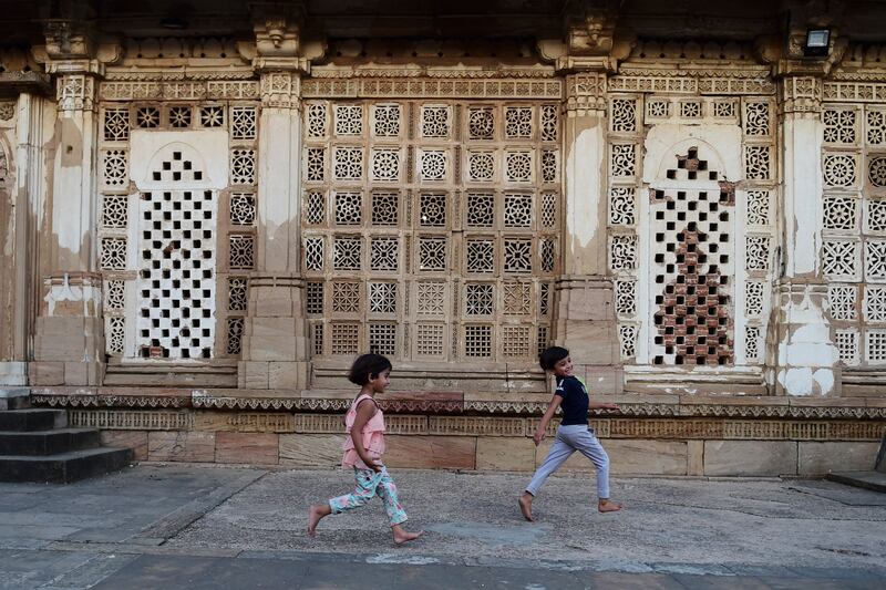 Children play at the Sarkhej Roza complex in Ahmedabad, India, during Ramadan. AFP