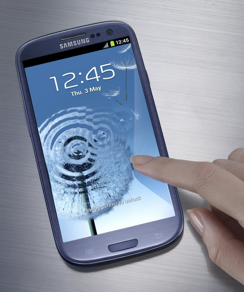 The Samsung Galaxy S3, which was released in 2012, was the first in the series to have an HD screen. The new design had a more rounded shape. It ran on the Android 4.0 Ice Cream Sandwich operating system. Photo: Samsung