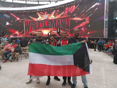 Ahmad Hussain and his friends travelled from Kuwait to attend the Wrestlemania weekend. Evelyn Lau / The National