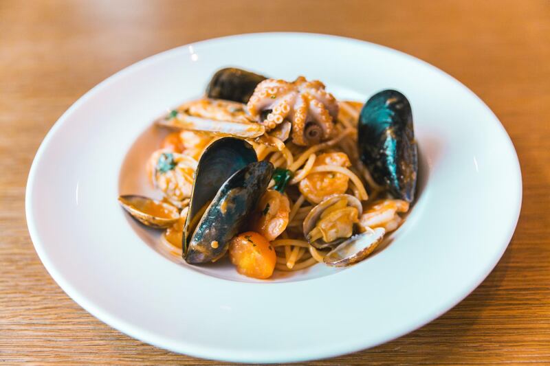 Spagetthi with bottarga and clams from Si Ristorante Italiano. Rotana Hotels