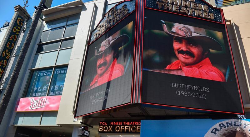 A picture of Burt Reynolds is seen on the TLC Chinese Theatre on the Hollywood walk of fame in Hollywood. AFP