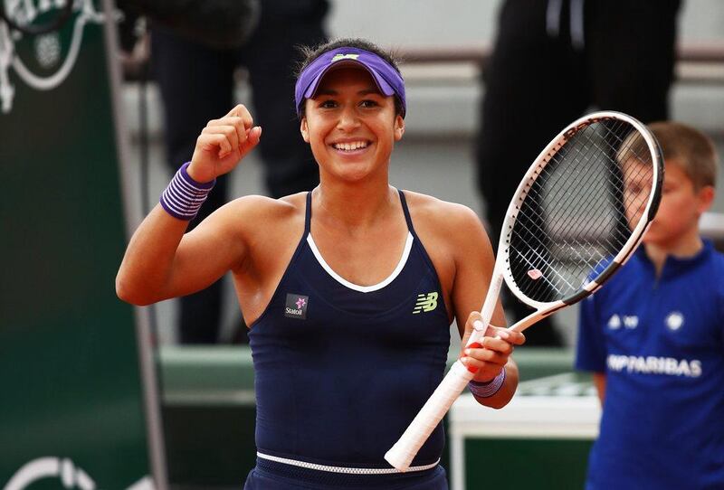 Heather Watson of Great Britain celebrates victory following the Women’s Singles first round match against Nicole Gibbs of the United States on day two of the 2016 French Open at Roland Garros on May 23, 2016 in Paris, France. (Clive Brunskill/Getty Images)