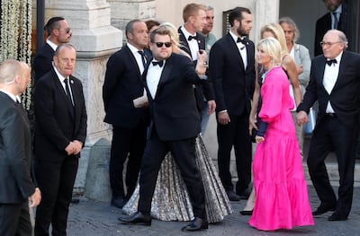 James Corden arrives to attend the wedding of fashion designer Misha Nonoo at Villa Aurelia in Rome, Italy, September 20, 2019. REUTERS/Yara Nardi
