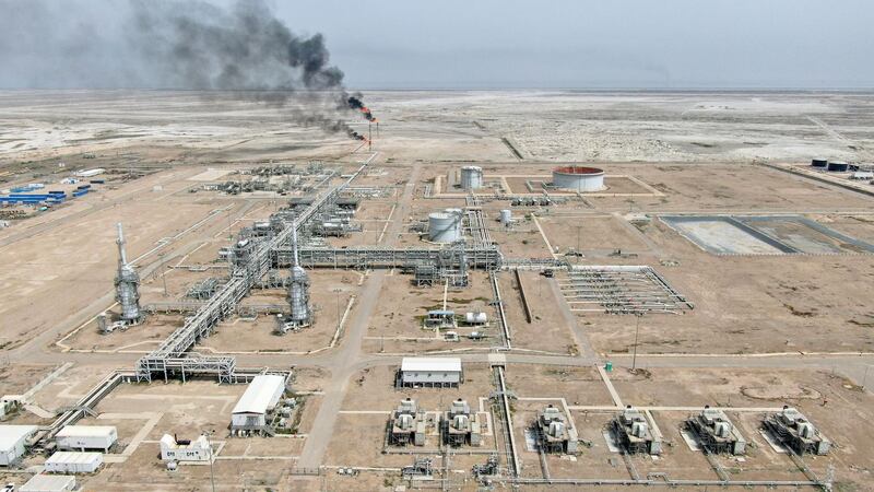 A view shows the Iraq's Majnoon oilfield near Basra, Iraq, March 31, 2021. Picture taken March 31, 2021.  Picture taken with a drone. REUTERS/Essam Al-Sudani