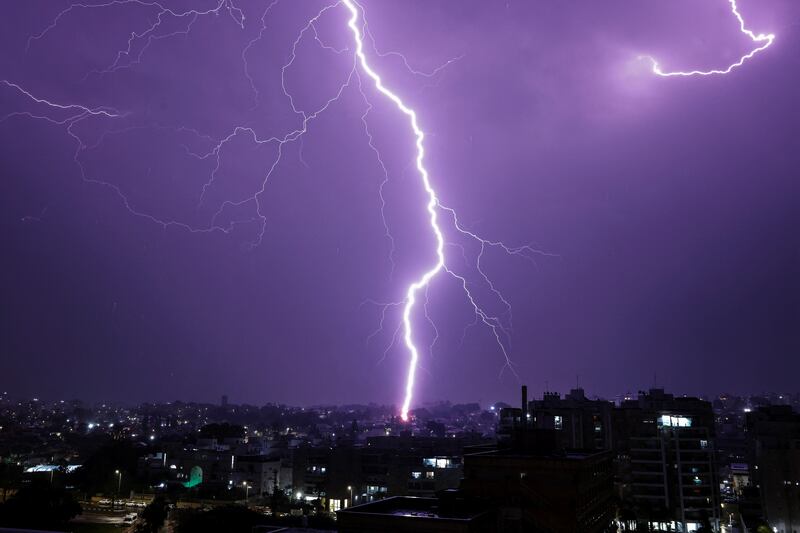 Lightning strikes over the coastal city of Ashkelon, Israel. Reuters